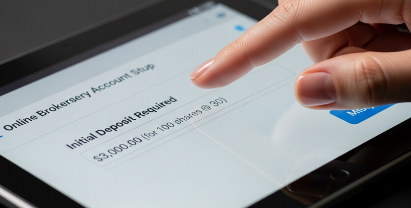 What Is the Minimum Initial Requirement When Purchasing 100 Shares at $30 in a New Account?