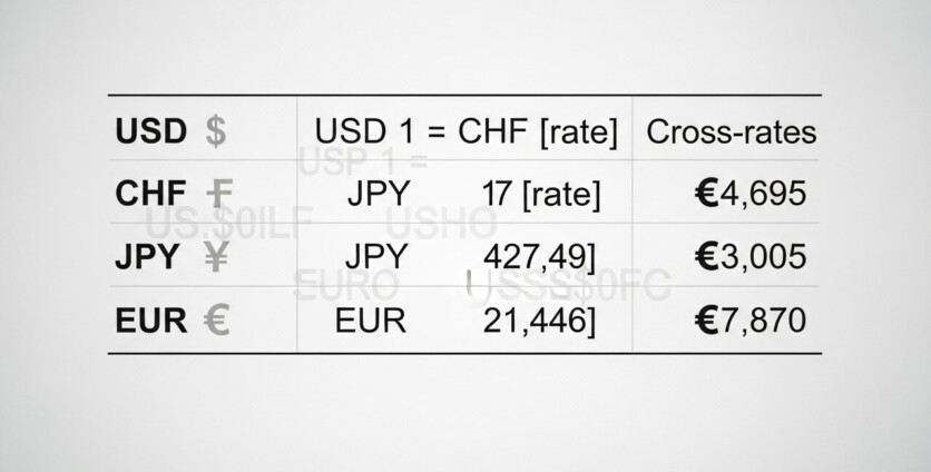 How Does the US Dollar Compare to the Swiss Franc, Japanese Yen, and Euro in This Table?